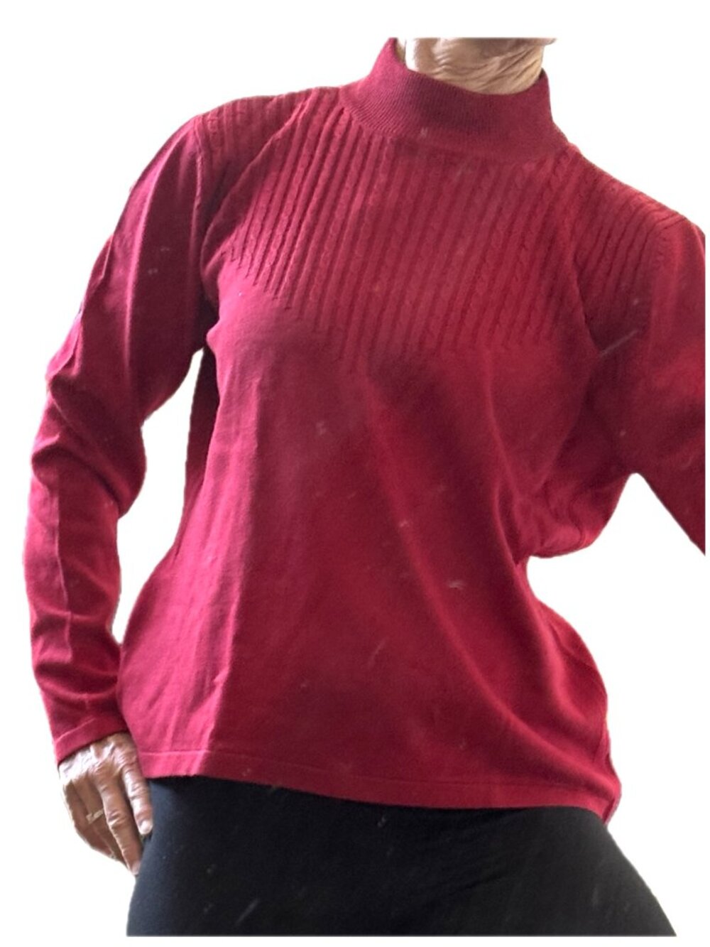 Cashmere & Silk Cranberry Turtleneck Sweater Sz M Liz Claiborne